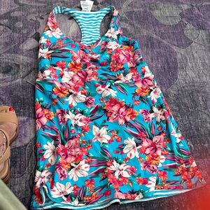 Lands' End Blue and White Striped Swimwear